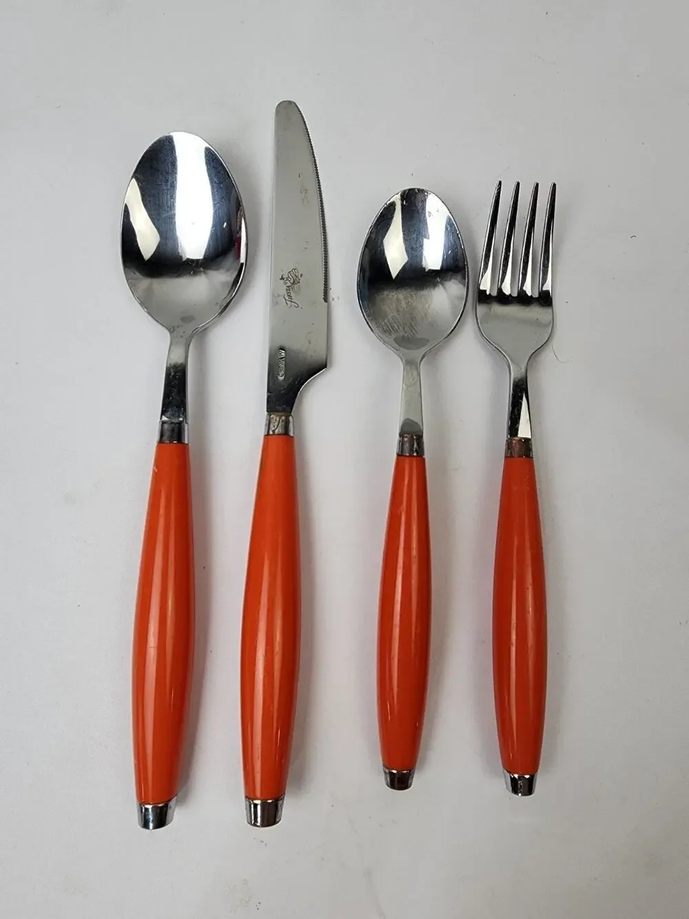 Fiesta Flatware Round Handle Orange Fork Knife Tablespoon Teaspoon (Read)